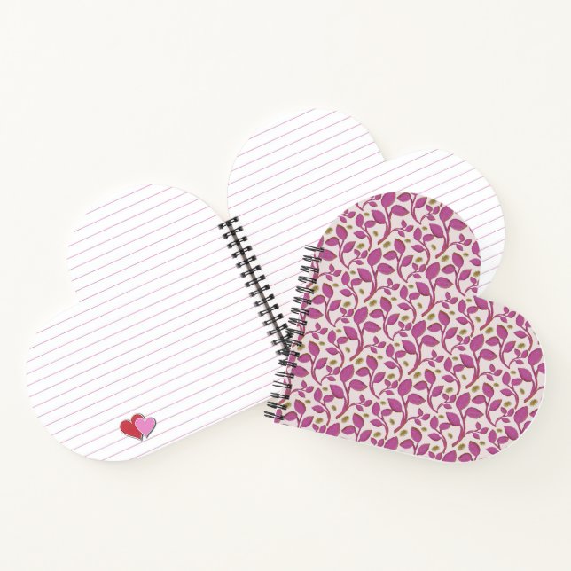 Cuaderno Patrón Botánico de Vid Verde Rosa | Flor Elegante  (Interior)