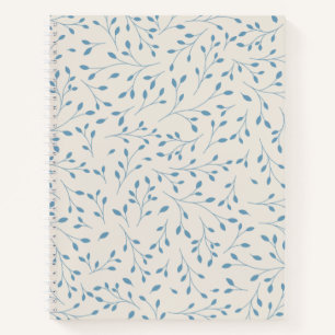 Cuaderno Patrón Botánico Delgado de Vid Azul Claro y Crema