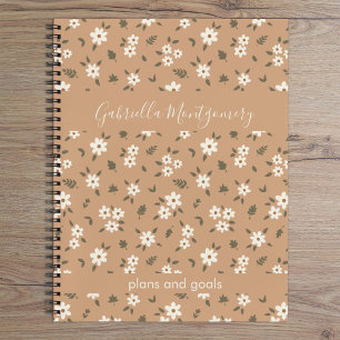 Cuaderno Patrón Botánico Floral Boho Chica Texto Nombre Mar
