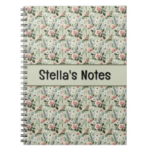 Cuaderno Patrón Botánico Floral Pastel Vintage