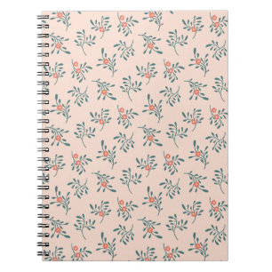 Cuaderno Patrón Botánico Floral Teal Rubor
