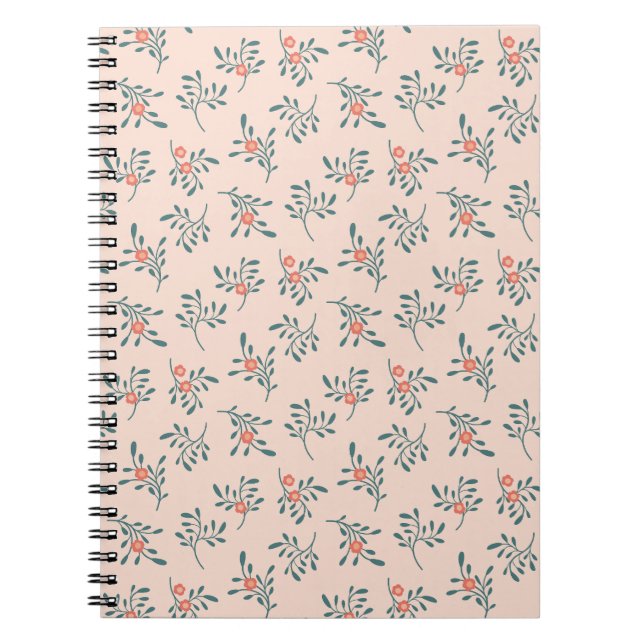 Cuaderno Patrón Botánico Floral Teal Rubor (Frente)