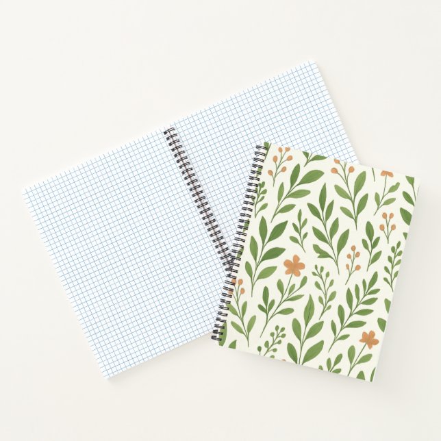Cuaderno Patrón botánico minimalista con hojas verdes (Interior)