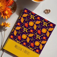 Patrón botánico personalizado morado y amarillo