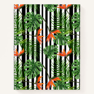 Cuaderno Patrón Botánico Rayado de Monstera Tropical
