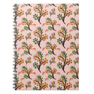 Cuaderno Patrón botánico sin costuras con rama de fruta lin
