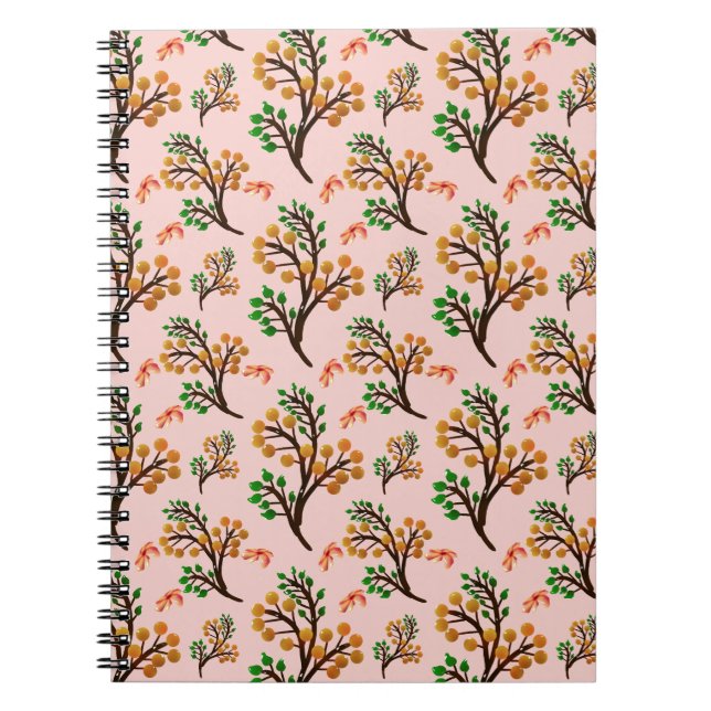 Cuaderno Patrón botánico sin costuras con rama de fruta lin (Frente)