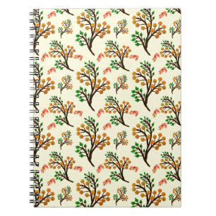 Cuaderno Patrón botánico sin costuras con rama de fruta lin