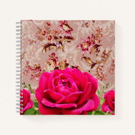 Cuaderno Patrón botánico William Moris con rosa de fotos