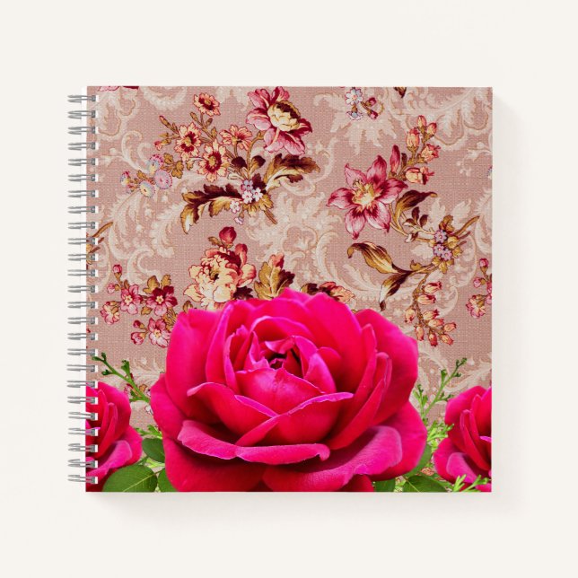 Cuaderno Patrón botánico William Moris con rosa de fotos (Anverso)