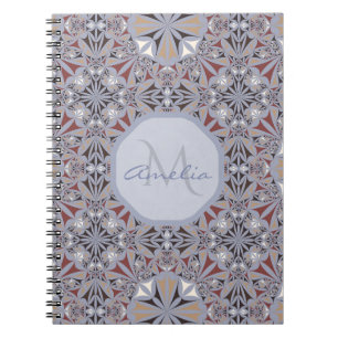 Cuaderno Patrón burdeos y gris elegante personalizado