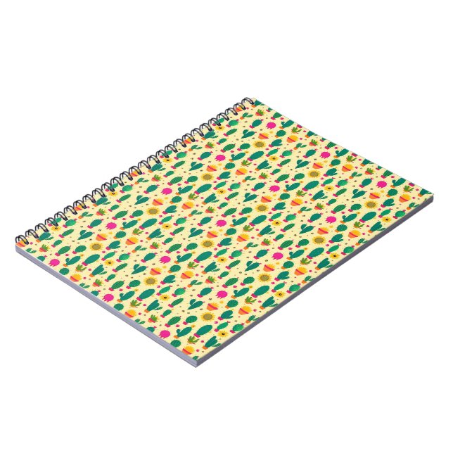Cuaderno Patrón Cactus Amarillo Impresión de tela Kawaii (Lado Izquierdo)