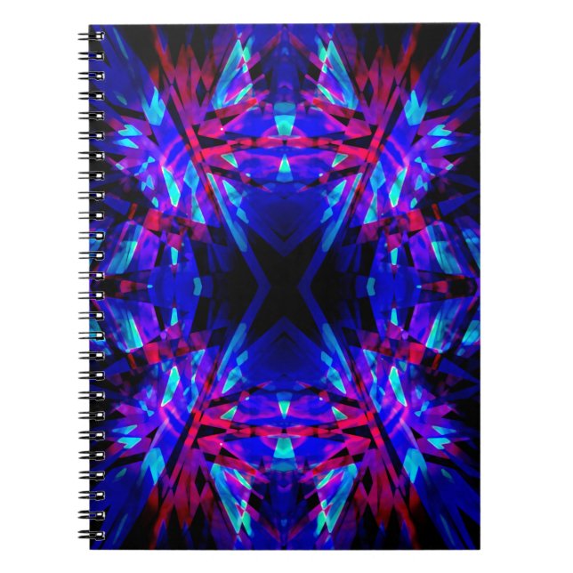 Cuaderno Patrón caleidoscopio azul y rojo (Frente)