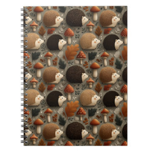 Cuaderno Patrón caprichoso de erizo y setas de otoño