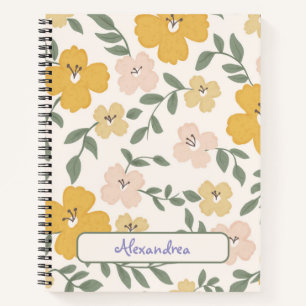 Cuaderno Patrón caprichoso de hibiscos amarillos y rosados