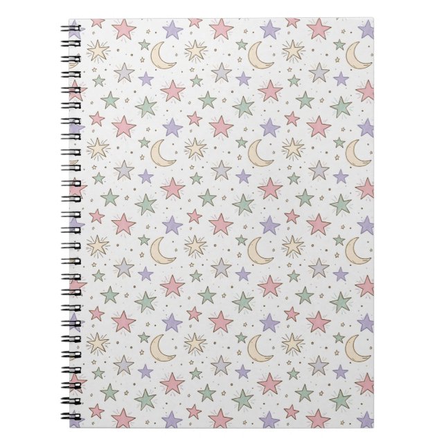 Cuaderno Patrón caprichoso de luna y estrellas (Frente)