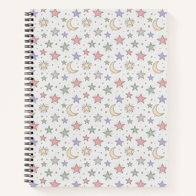 Cuaderno Patrón caprichoso de luna y estrellas (Anverso)