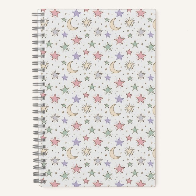 Cuaderno Patrón caprichoso de luna y estrellas (Anverso)