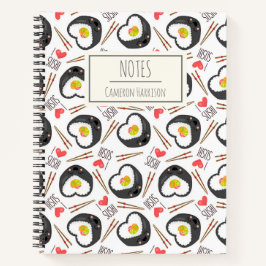 Cuaderno Patrón caprichoso de sushi kawaii personalizado