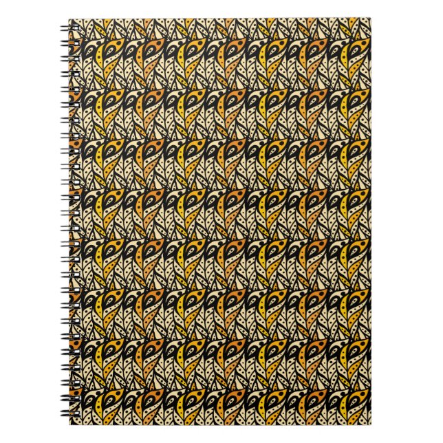 Cuaderno Patrón caprichoso negro y dorado (Frente)