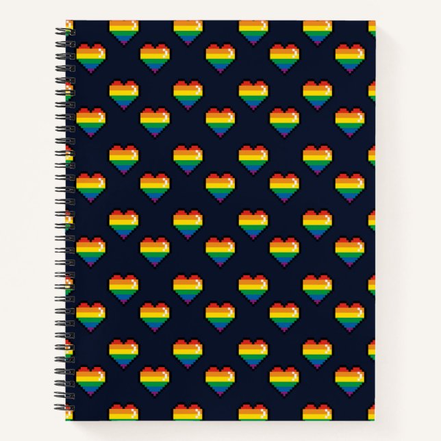 Cuaderno Patrón cardíaco arco iris de 8 bits (Anverso)