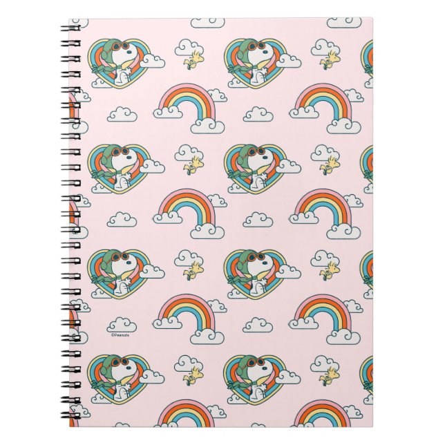 Cuaderno Patrón cardíaco arcoiris Snoopy & Woodstock (Frente)