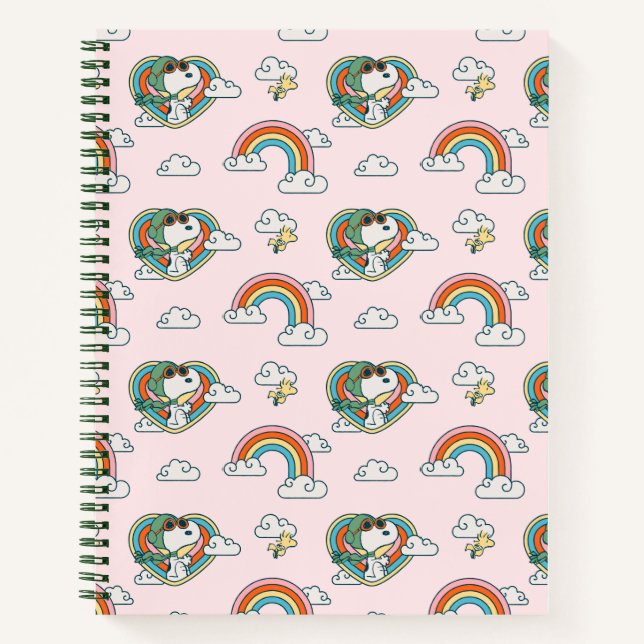 Cuaderno Patrón cardíaco arcoiris Snoopy & Woodstock (Anverso)