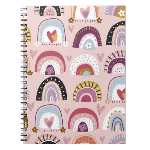 Cuaderno Patrón cardíaco de arcos de lluvia infantil