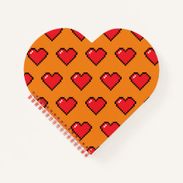 Cuaderno Patrón cardíaco de píxeles rojos