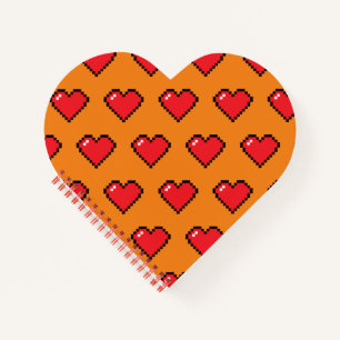 Cuaderno Patrón cardíaco de píxeles rojos