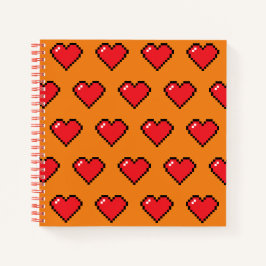 Cuaderno Patrón cardíaco de píxeles rojos
