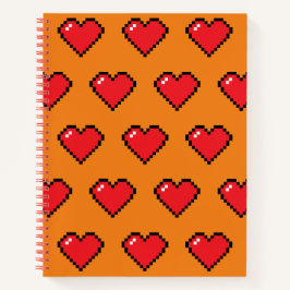 Cuaderno Patrón cardíaco de píxeles rojos