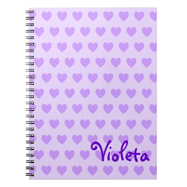 Cuaderno Patrón cardíaco personalizado de bonito púrpura (Frente)