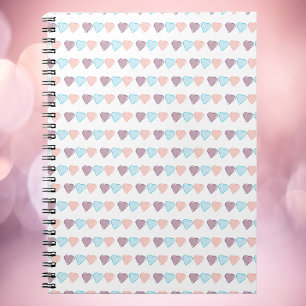 Cuaderno Patrón cardíaco Púrpura azul rosado
