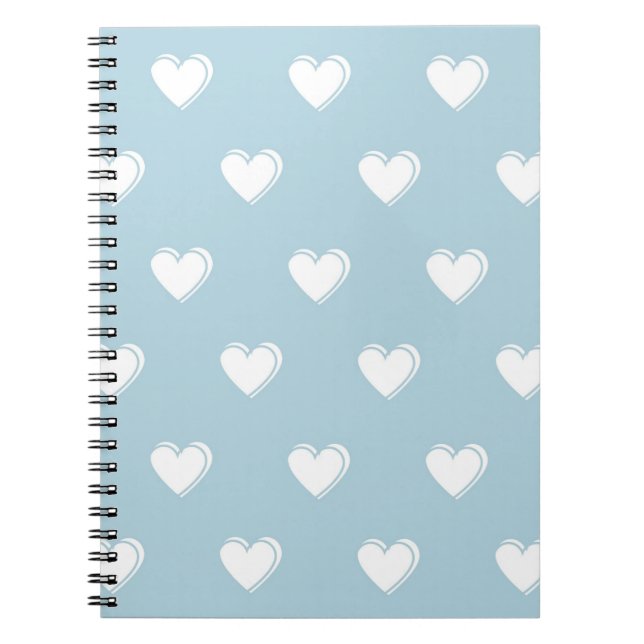 Cuaderno Patrón cardíaco simple de corte blanco azul (Frente)