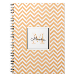 Cuaderno Patrón Chevron Naranja moderno con monograma