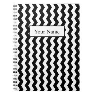 Cuaderno Patrón Chevron Zig Zag negro y blanco moderno