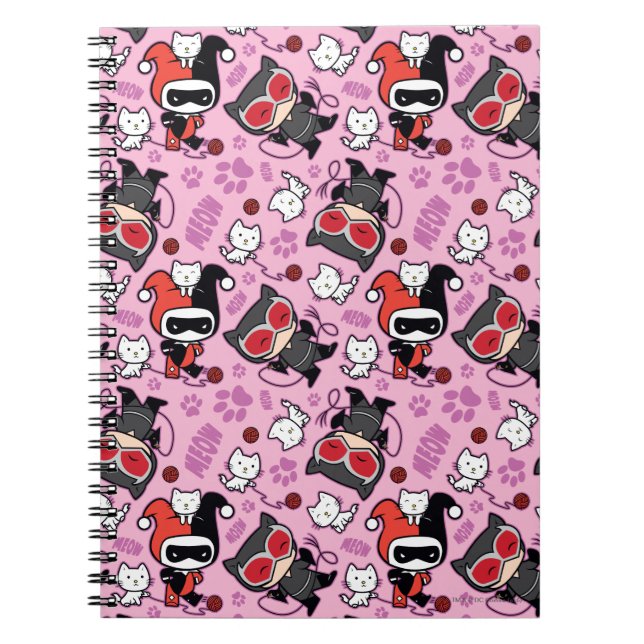 Cuaderno Patrón Chibi Catwoman, Harley Quinn y & Kittens (Frente)