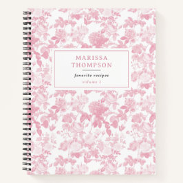 Cuaderno Patrón Chinoiserie de Rosas Florales Blancas Rosa