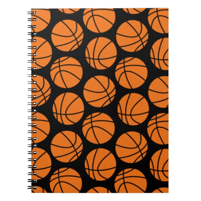 Cuaderno Patrón Clásico de Baloncesto en Negro (Frente)
