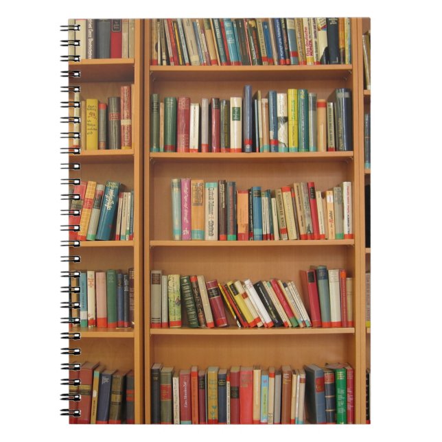 Cuaderno Patrón clásico de estantería, librería, libros, vi (Frente)