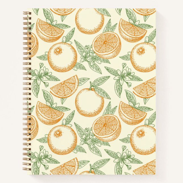 Cuaderno Patrón clásico de fruta Naranja (Anverso)