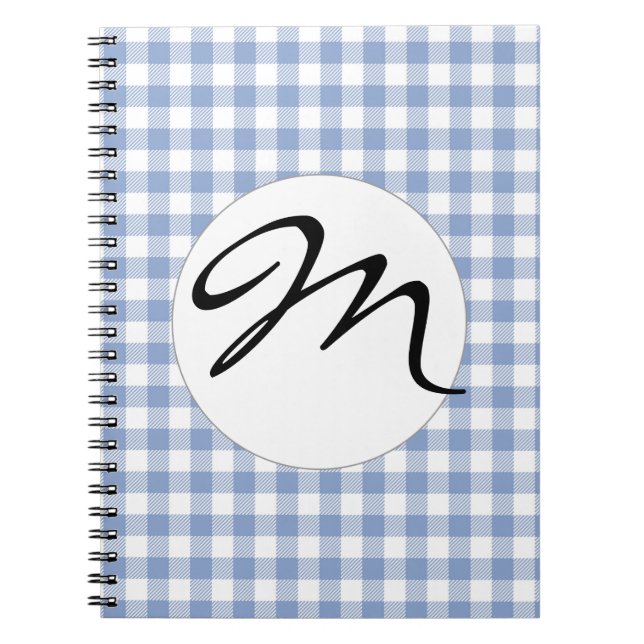 Cuaderno Patrón clásico de Gingham azul comprobado (Frente)