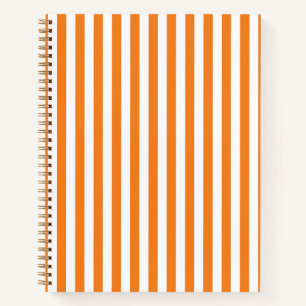 Cuaderno Patrón Clásico de Rayas Verticales Naranja y Blanc