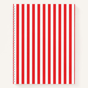 Cuaderno Patrón clásico de rayas verticales rojas y blancas