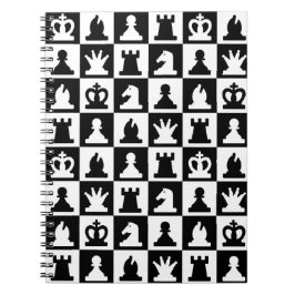 Cuaderno Patrón clásico de tablero de ajedrez blanco y negr