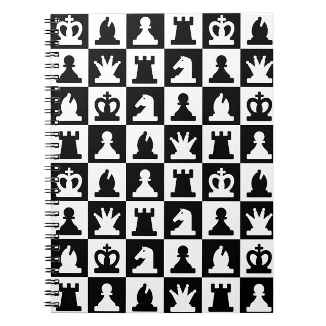 Cuaderno Patrón clásico de tablero de ajedrez blanco y negr (Frente)