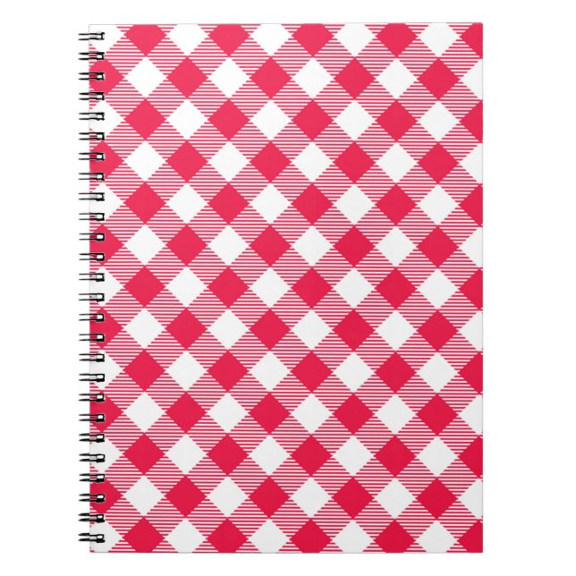 Cuaderno Patrón clásico del país rojo de Gingham (Frente)
