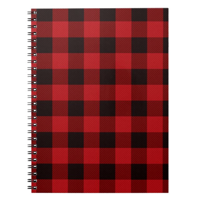 Cuaderno Patrón clásico rojo y negro trenzado (Frente)