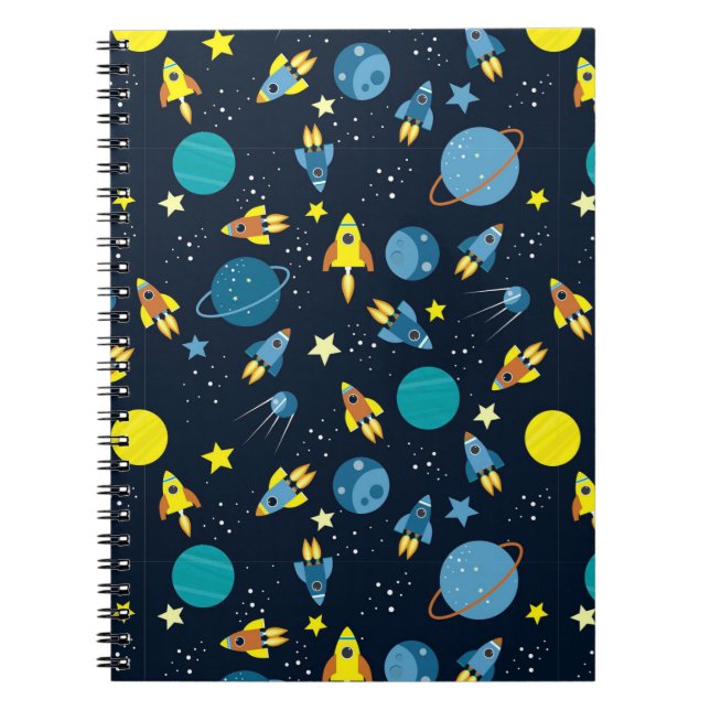 Cuaderno Patrón Colorido con Tema Espacial (Frente)